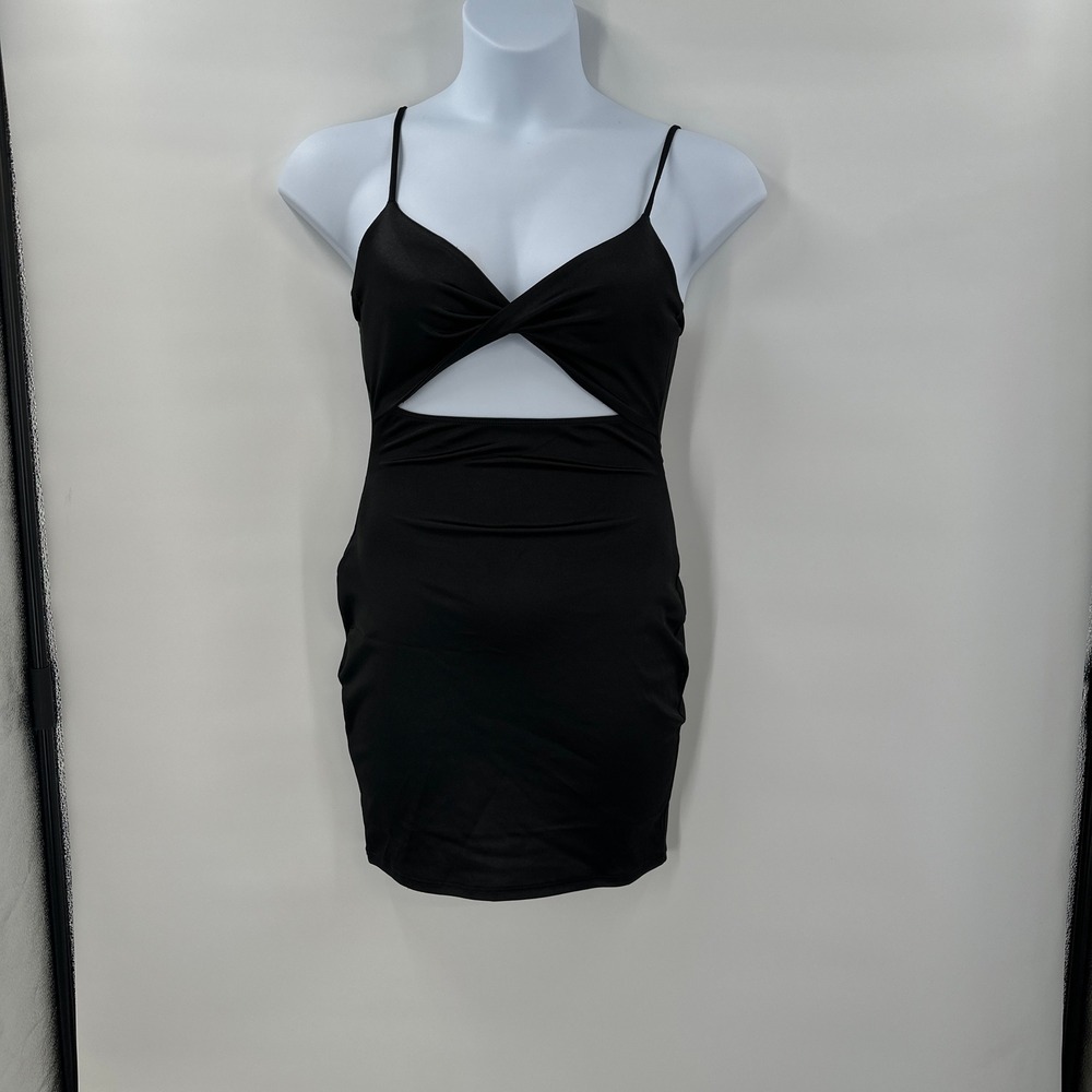 Sexy Little Black Dress Medium Mini Bodycon Cutout Ruched Twist Front Party